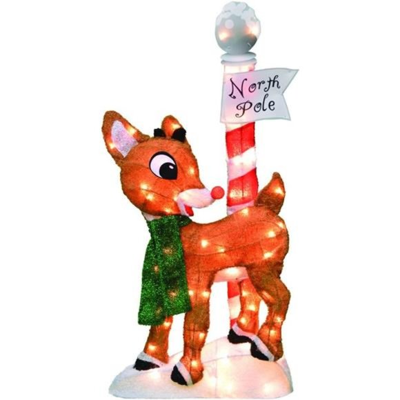 32-Inch Pre-Lit Rudolph The Red-Nosed Reindeer Christmas Yard Decor 70 Lights